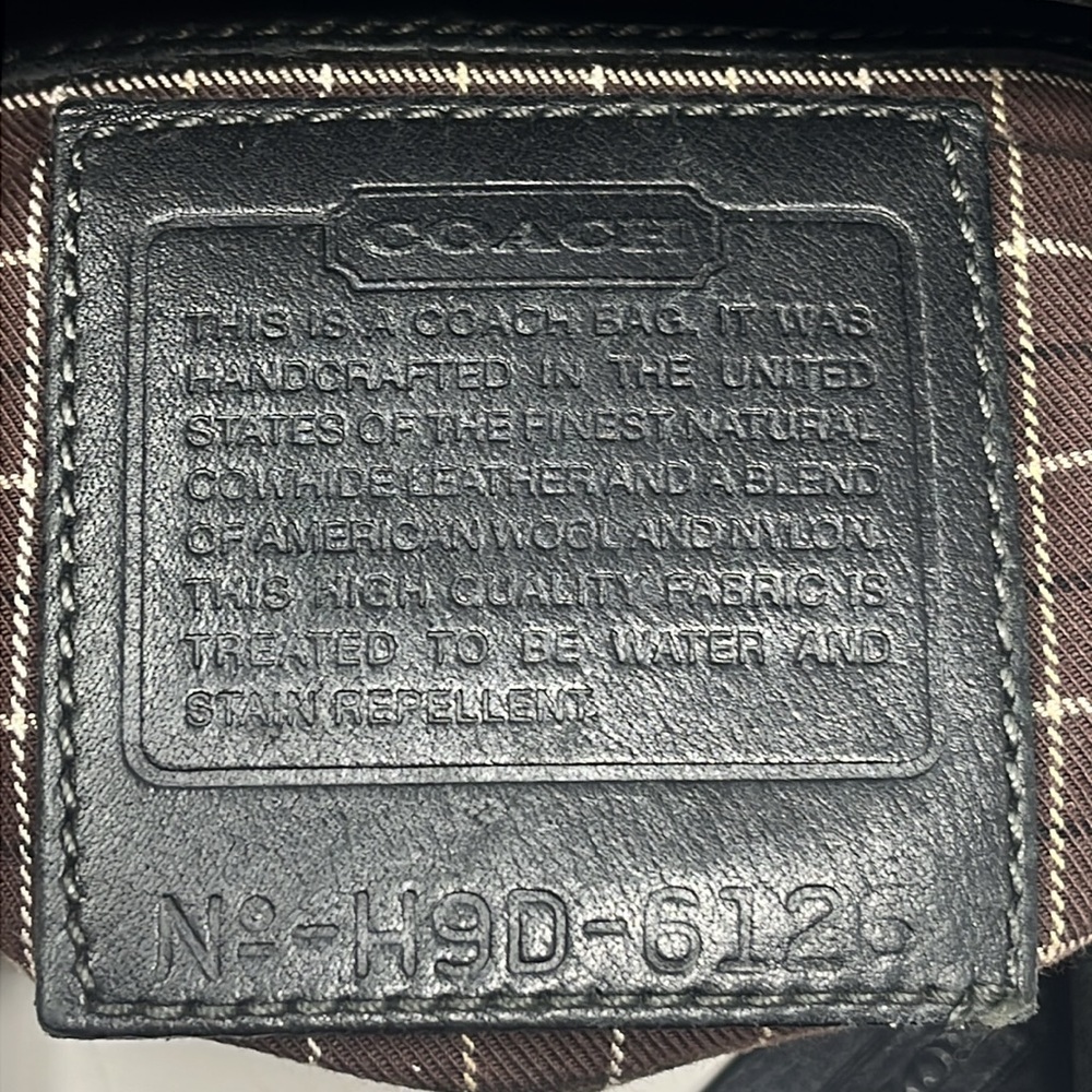 VINTAGE COACH BLEEKER TOTE HERRINGBONE TWEED BLACK LEATHER MADE IN USA 1999 - Picture 16 of 17
